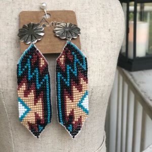 NEW - Southwest Silver Beaded Dangle Earrings